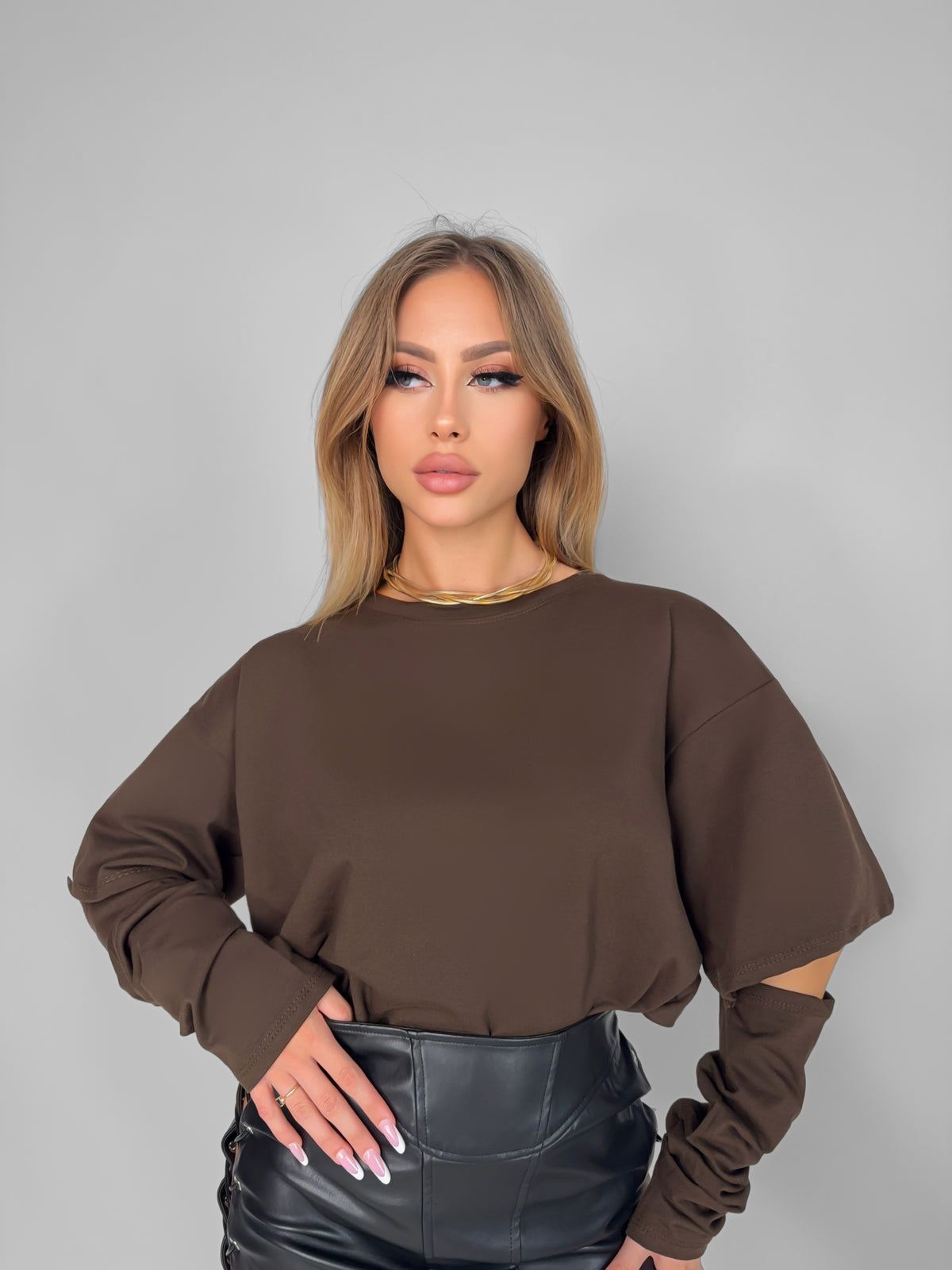 T-Shirt Shoulder On - Brown