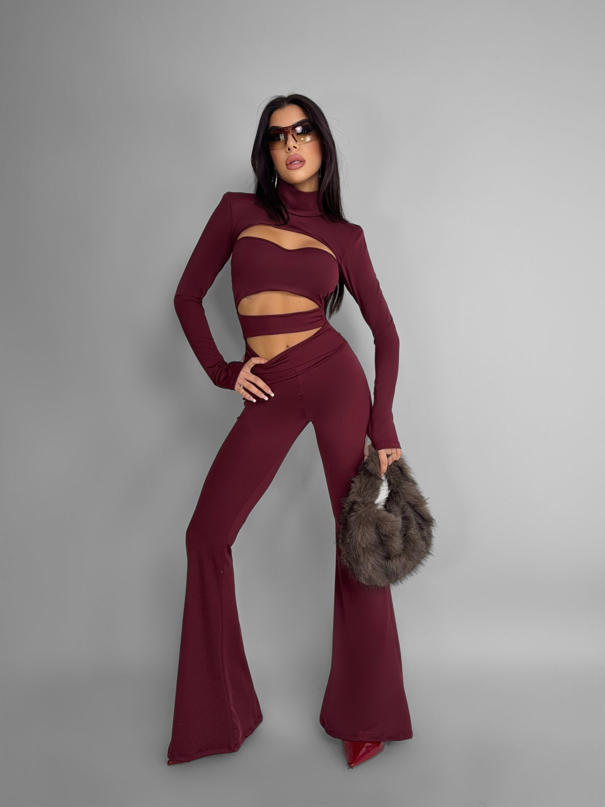 Net-Open-Cherry-Red Jumpsuit