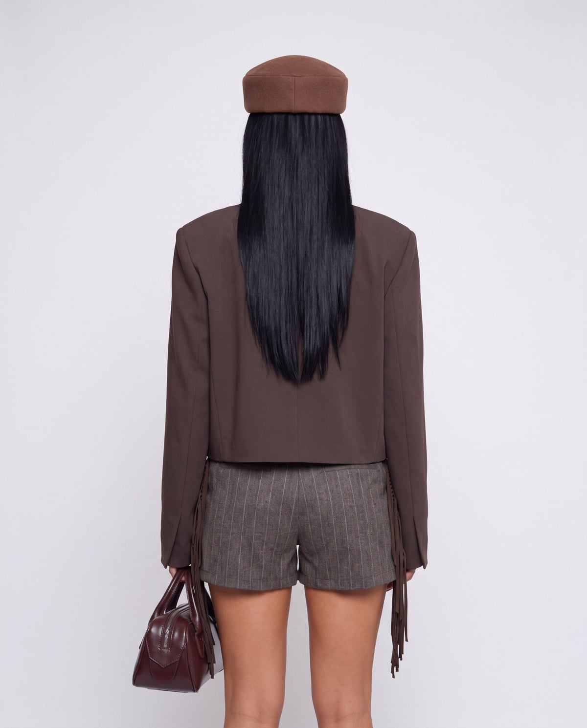 Giacchetto Boxy Crop-Brown