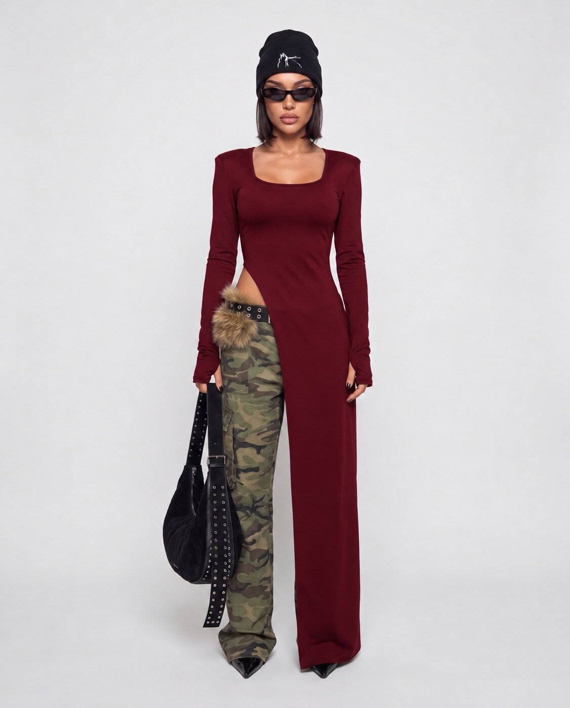 Maglia Dress Knit-Cherry Red
