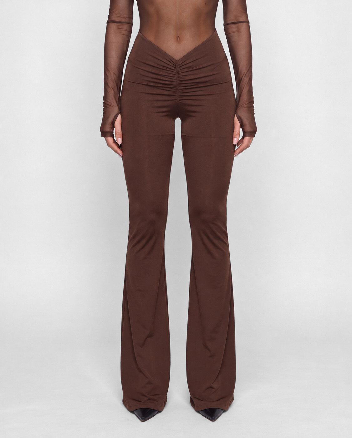 Jumpsuit Sheer Long-Brown