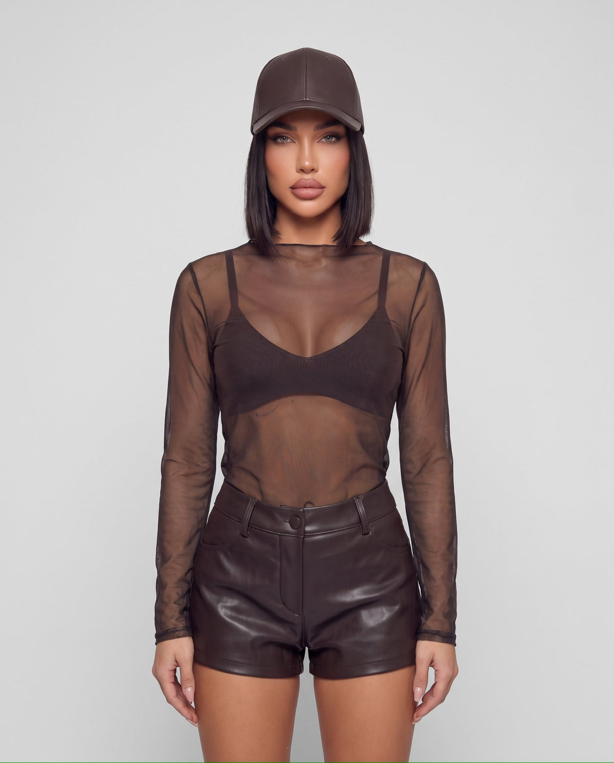 Maglia Sheer Mesh-Brown