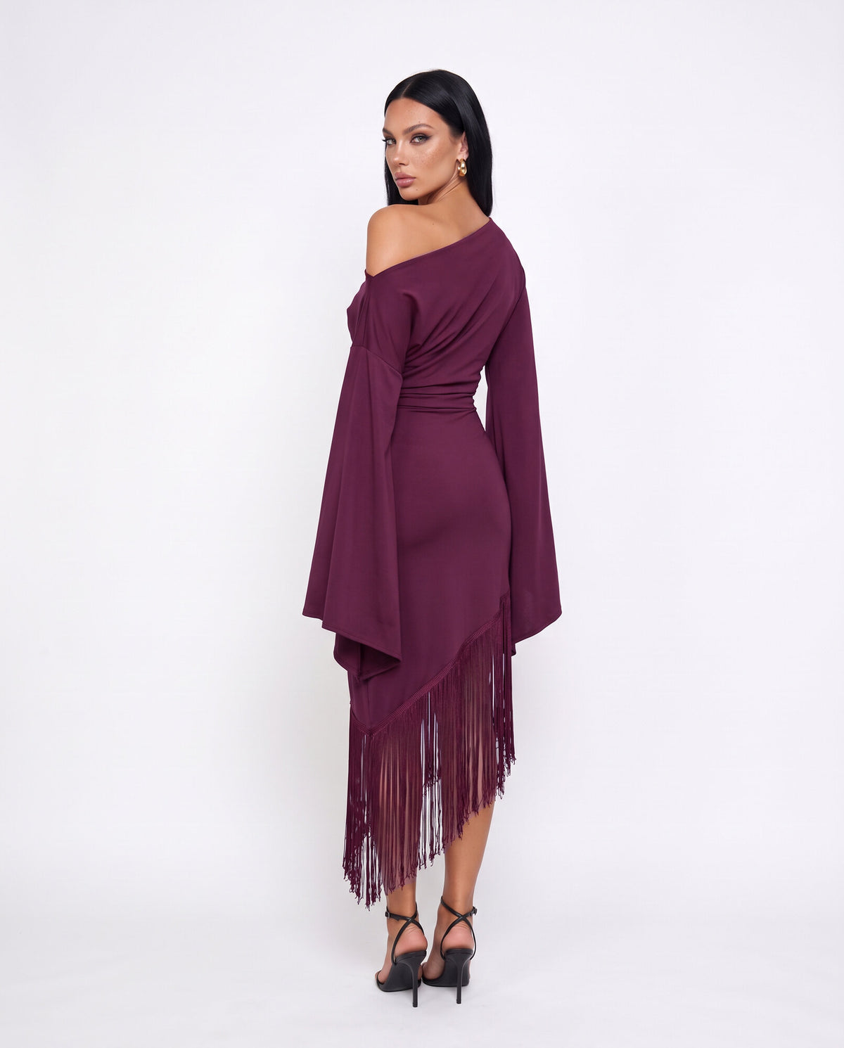 Abito Fringe Hem-Wine