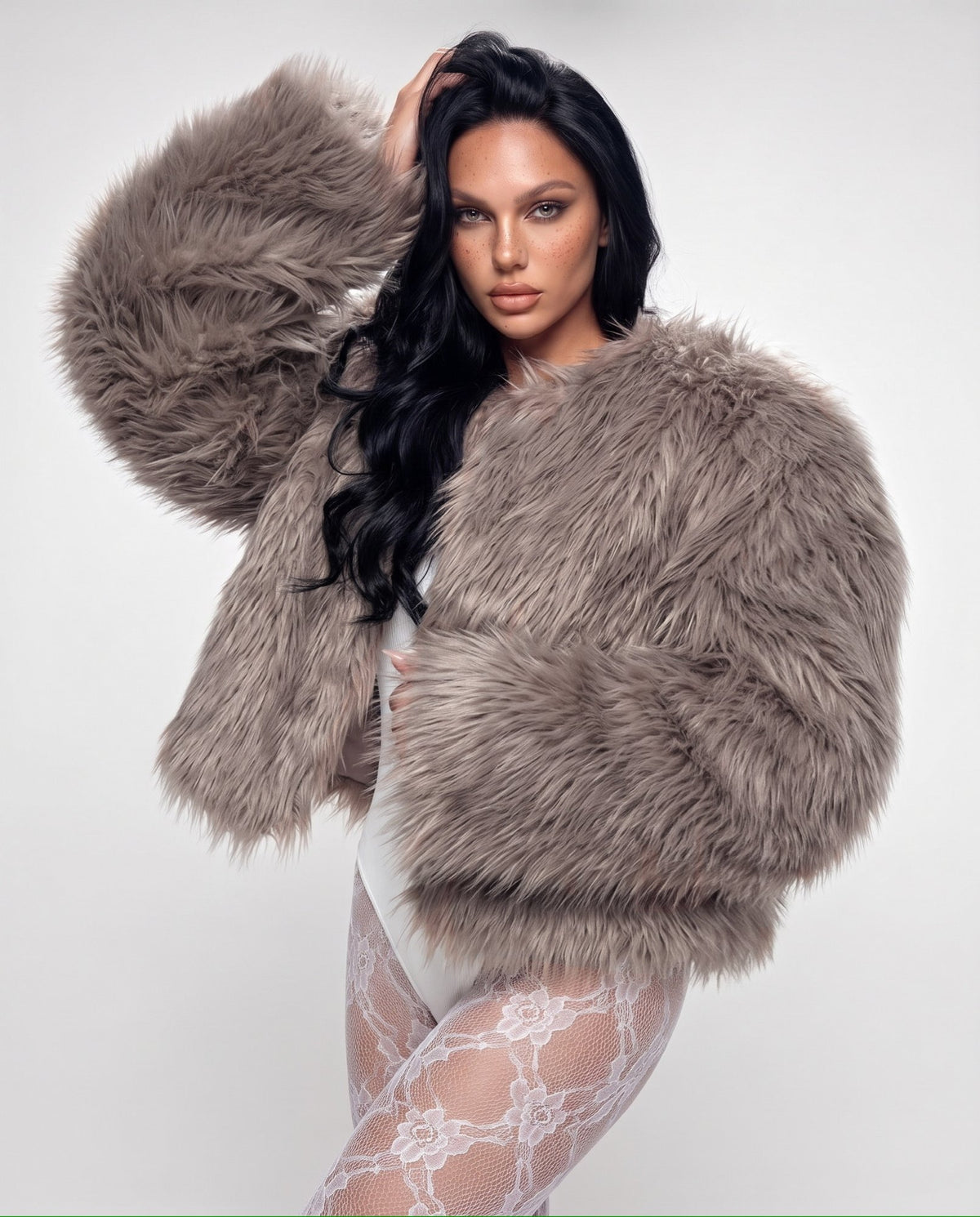 Pelliccia Fluffy Crush-Tortora