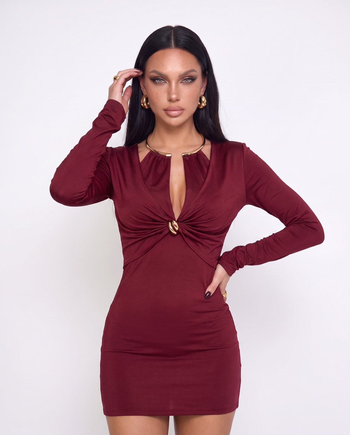 Abito Precious Collar-Cherry Red