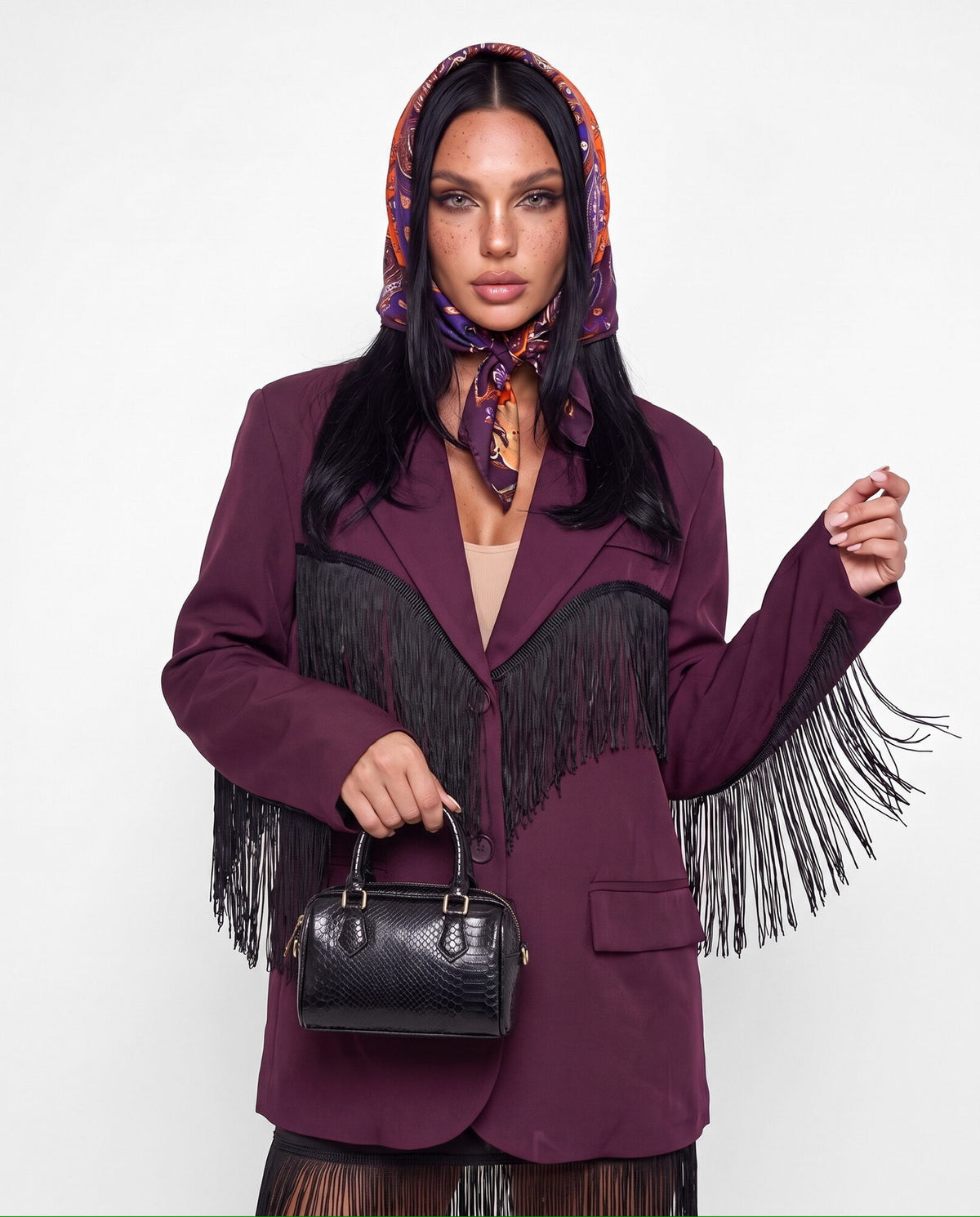 Giacca Fringe Line-Cherry Red