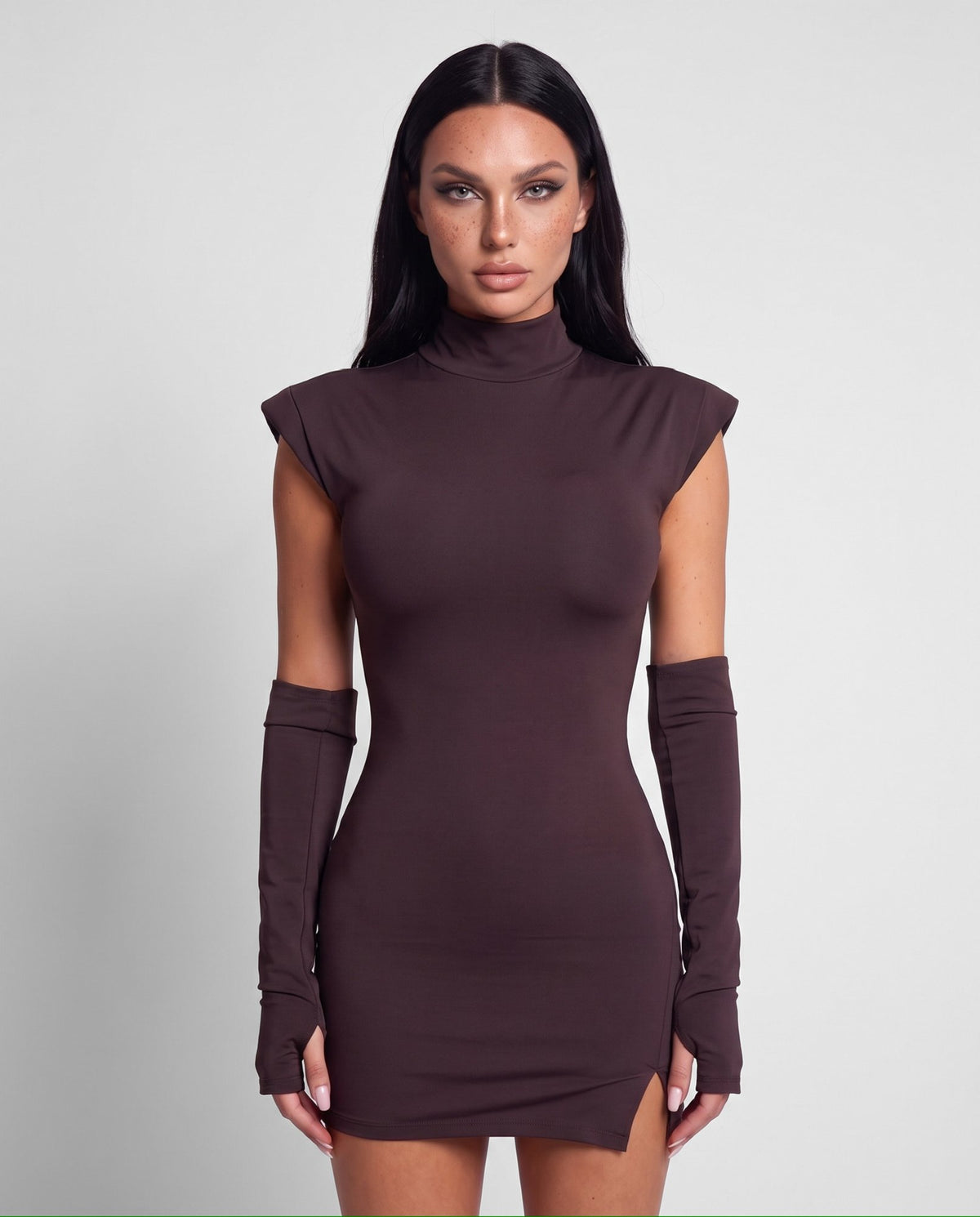Abito Muff Sleeve-Brown