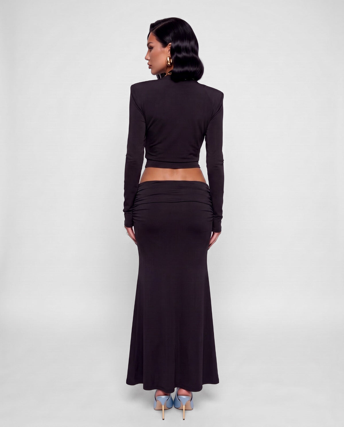 Coord Set Draped-Black