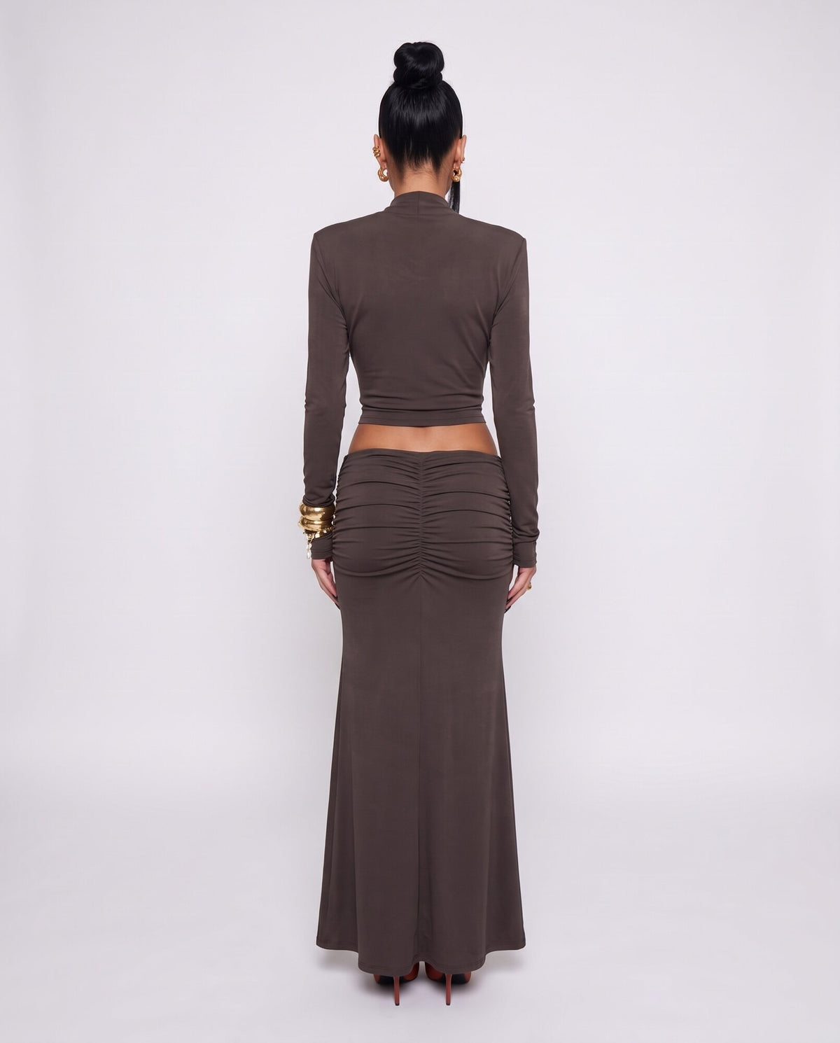 Coord Set Draped-Brown