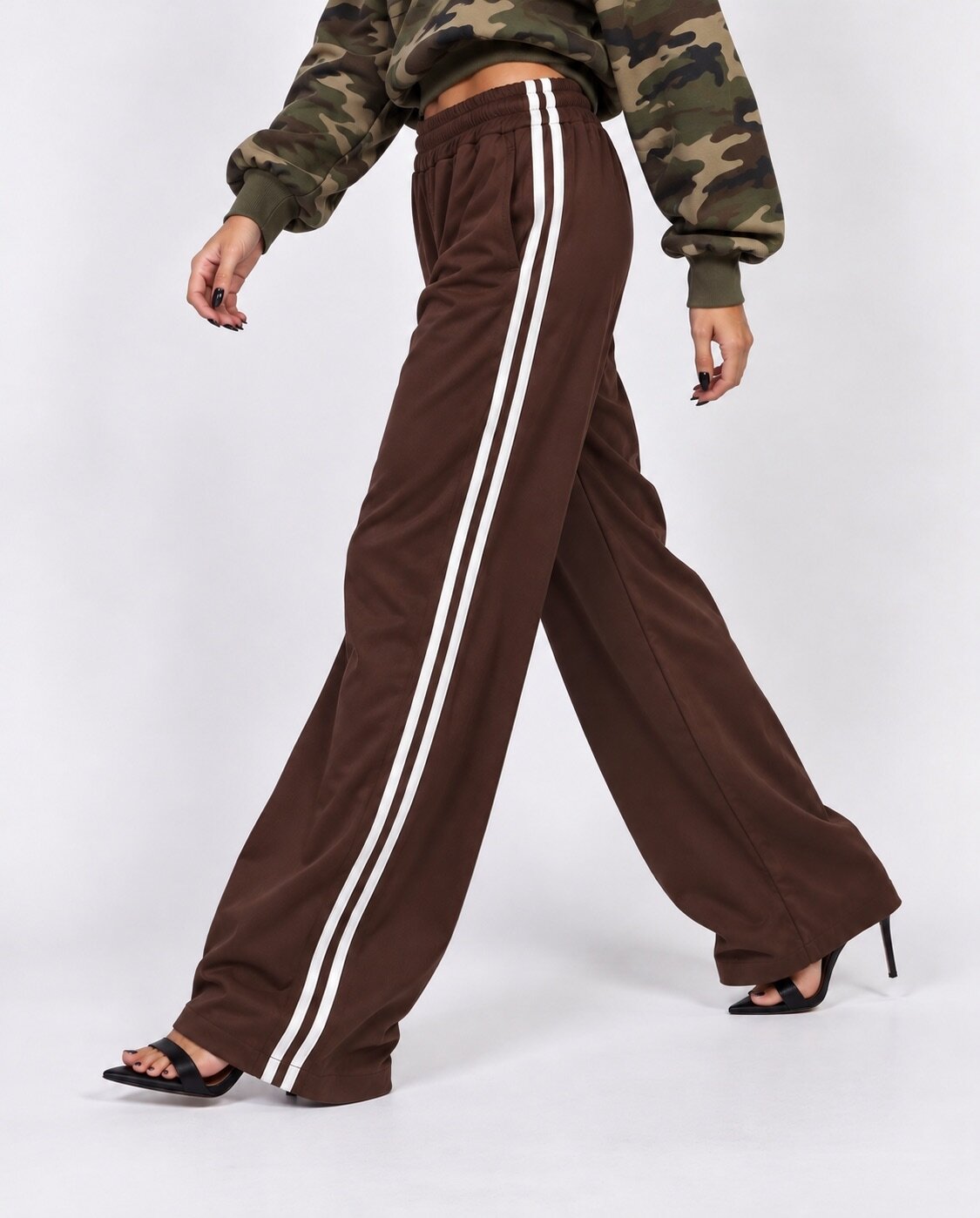Pantalone Side Stripe-Brown
