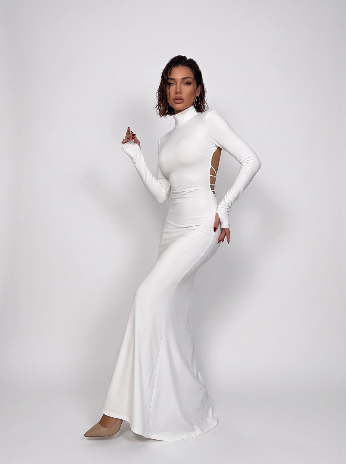 Dress Fitted Lace-White