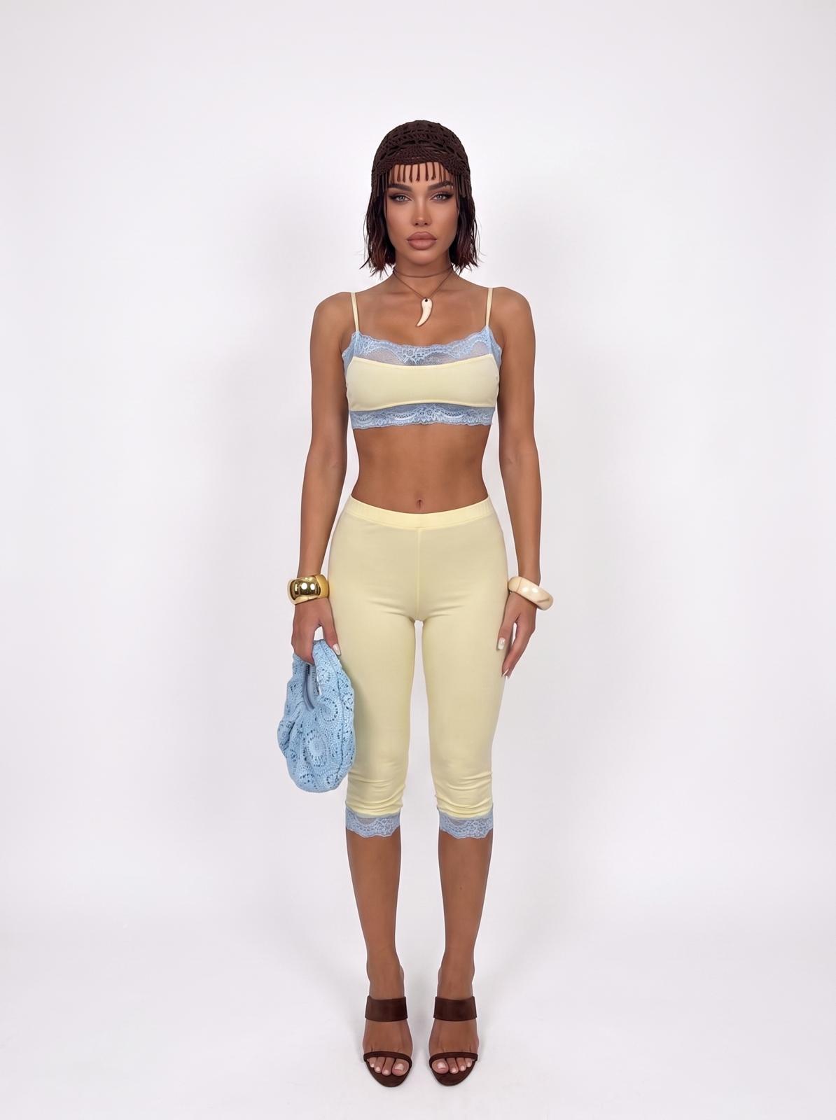 Co-ord Set Sleek Lace-Yellow