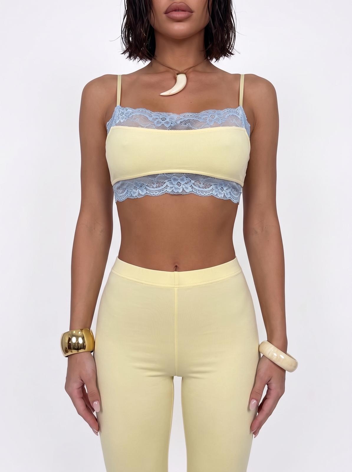 Co-ord Set Sleek Lace-Yellow