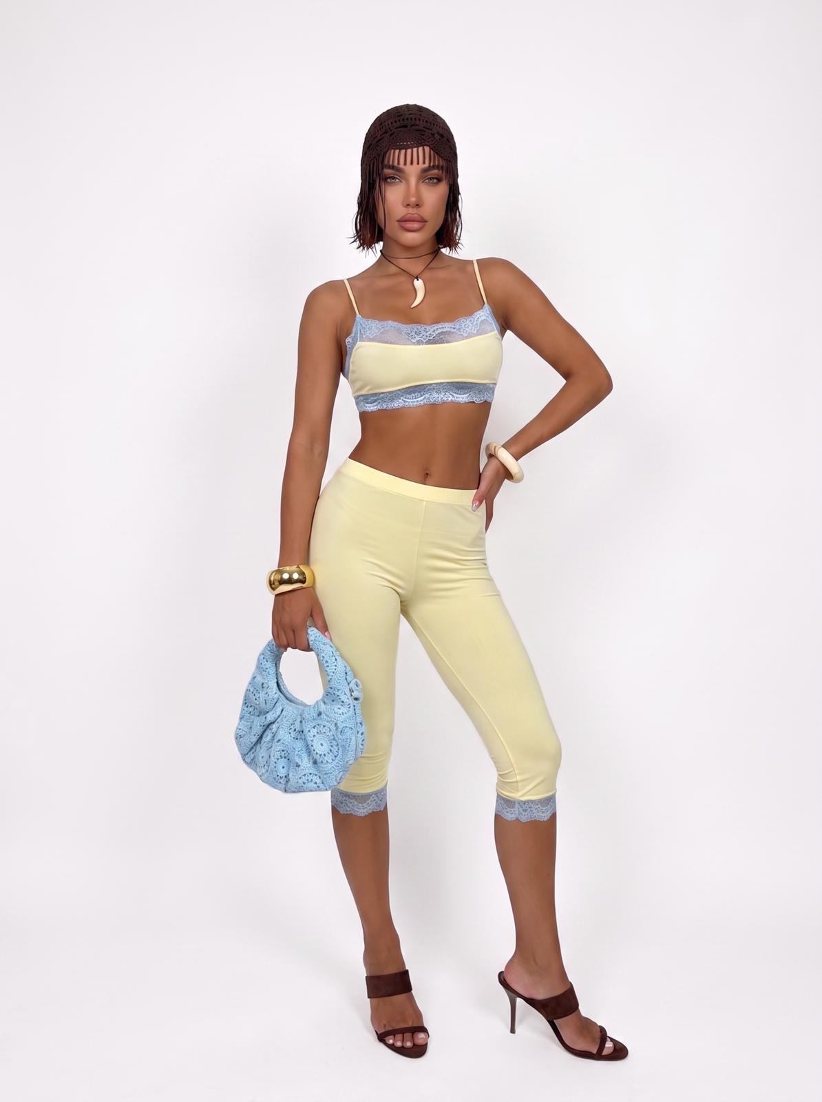Co-ord Set Sleek Lace-Yellow