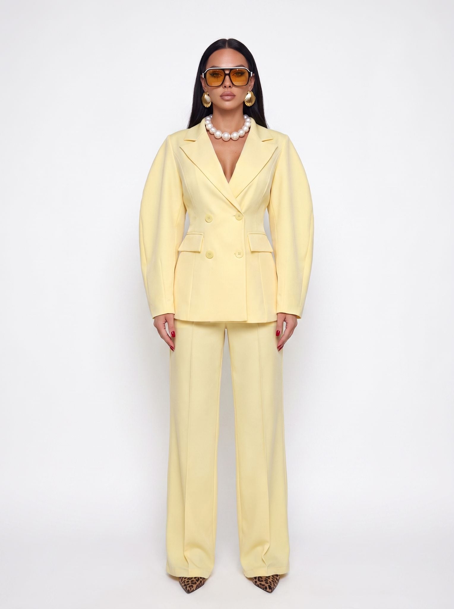 Co-ord Set Double Breasted-Yellow