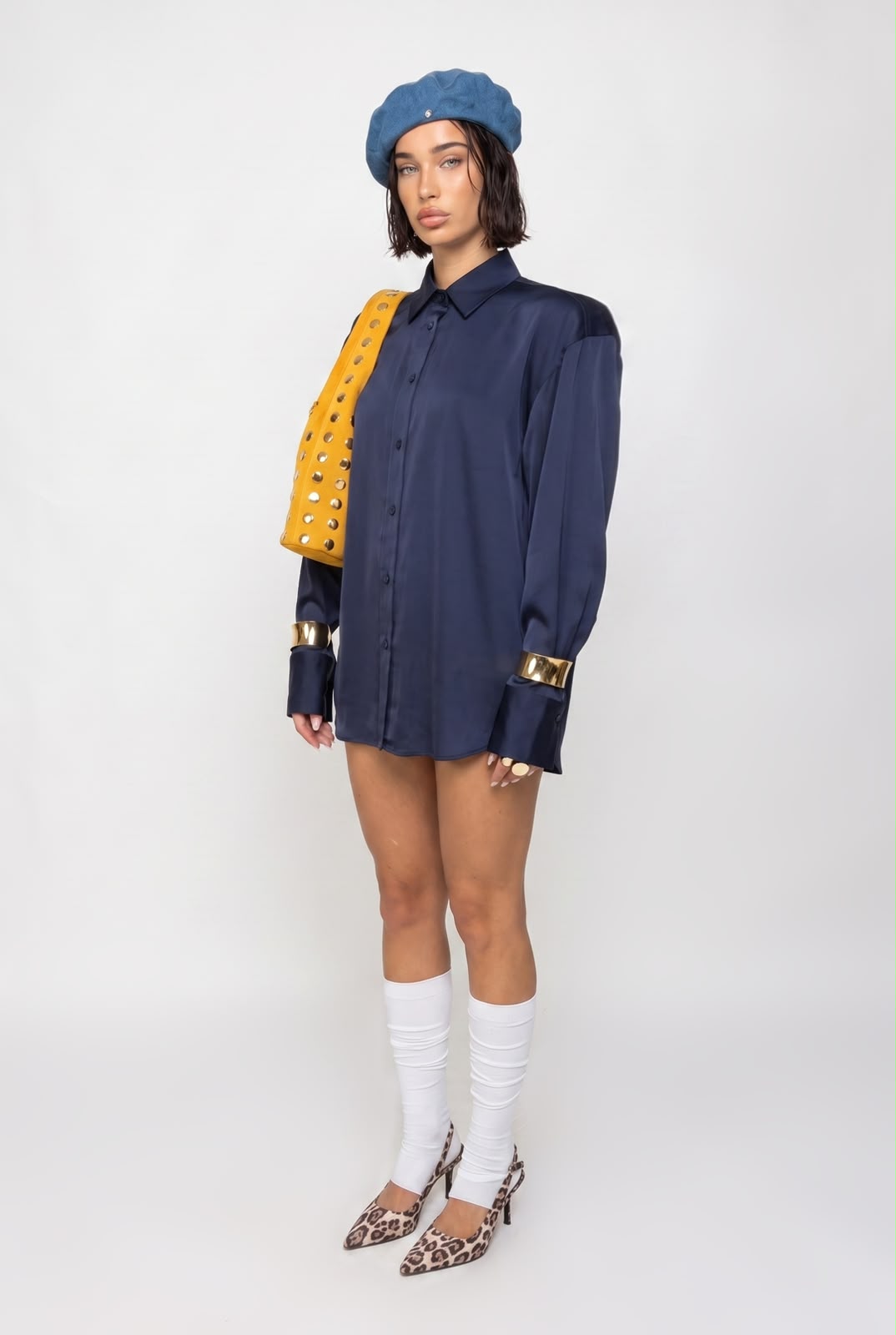 Camicia Shiny Satin-Blu