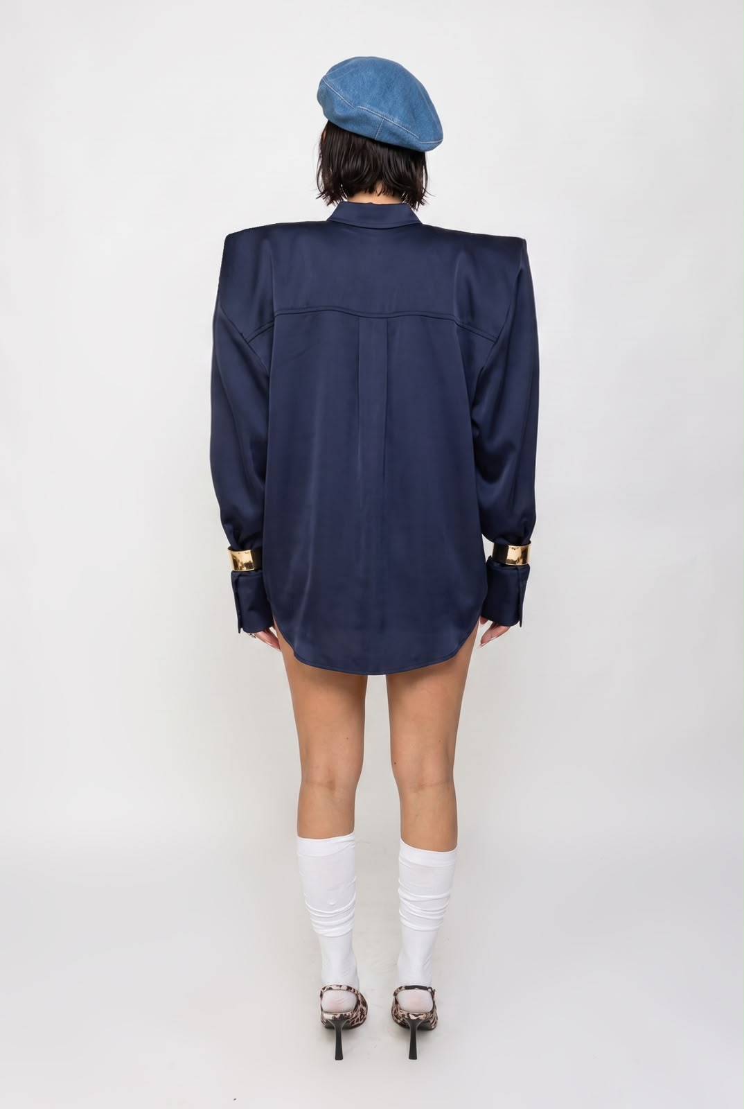 Camicia Shiny Satin-Blu