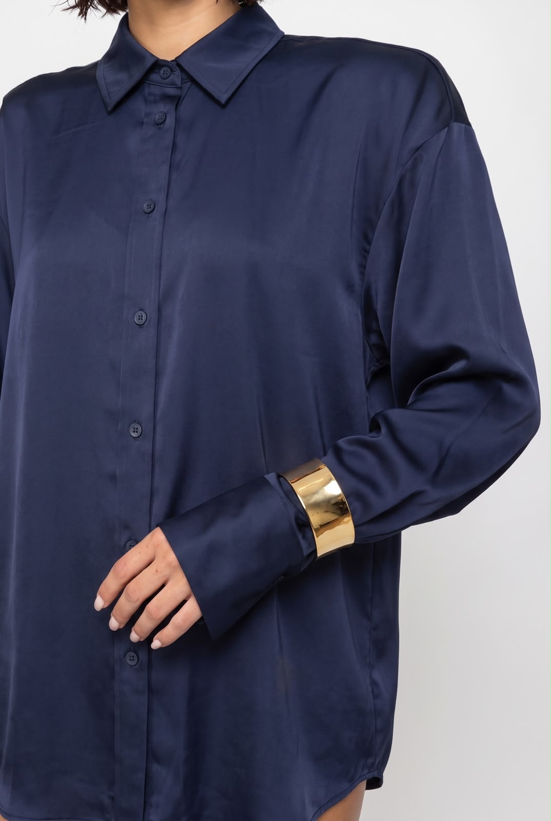 Camicia Shiny Satin-Blu