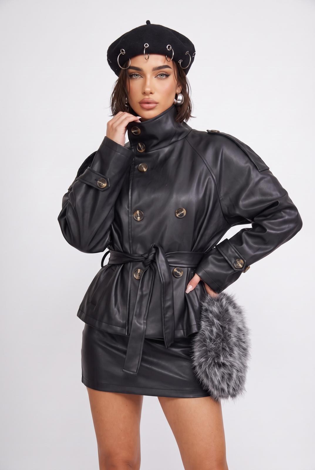 Trench Leather Lady-Black