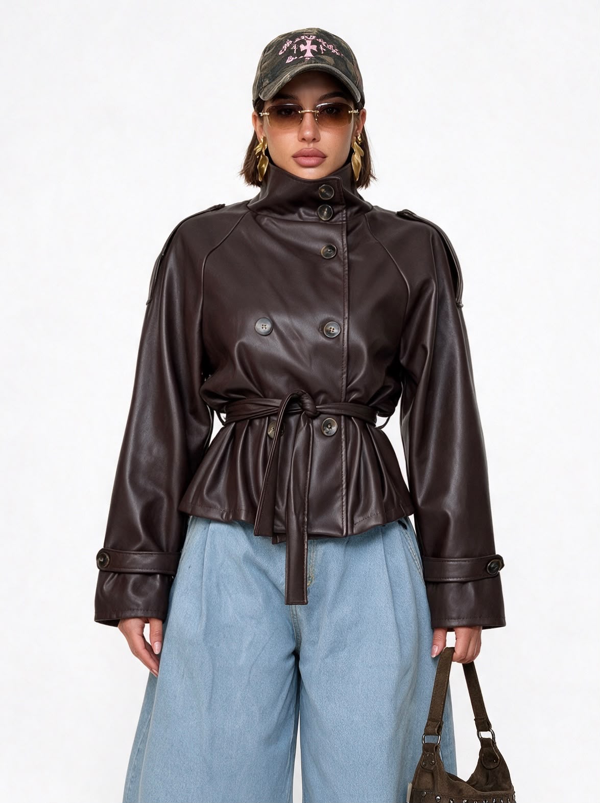 Trench Leather Lady-Brown