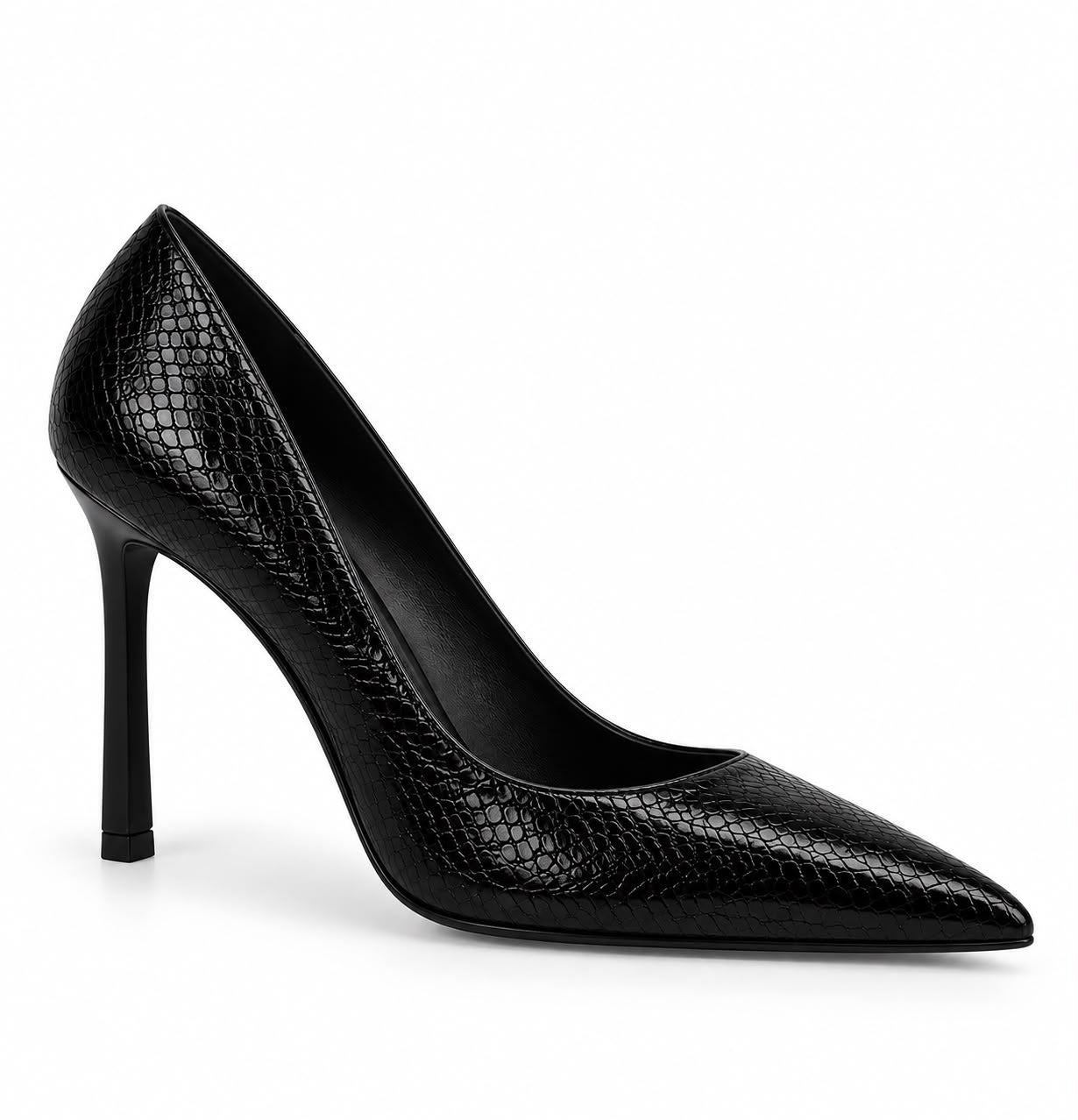 Decollete Snake Skin-Black