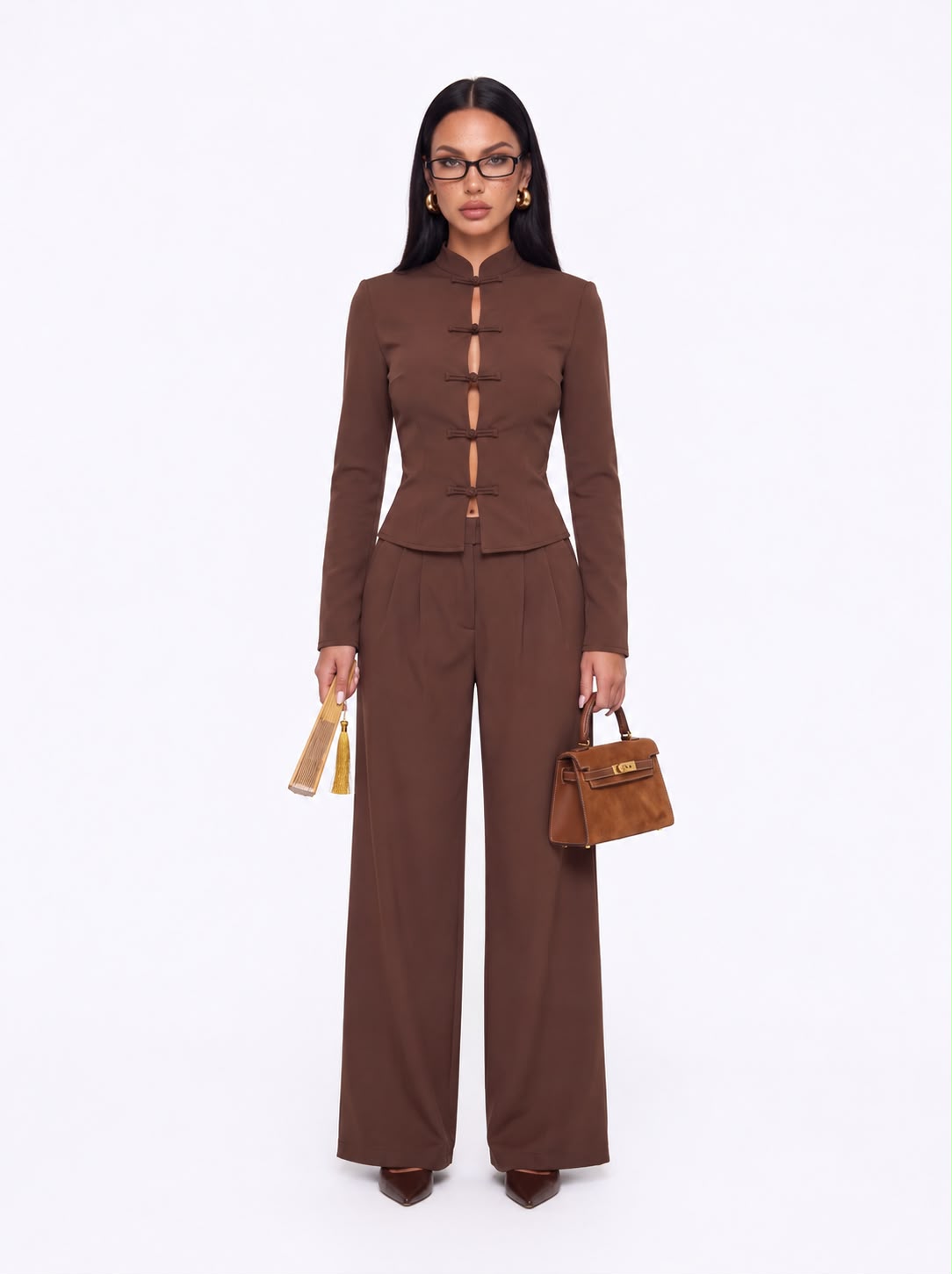 Co-ord Frog Fasten-Brown
