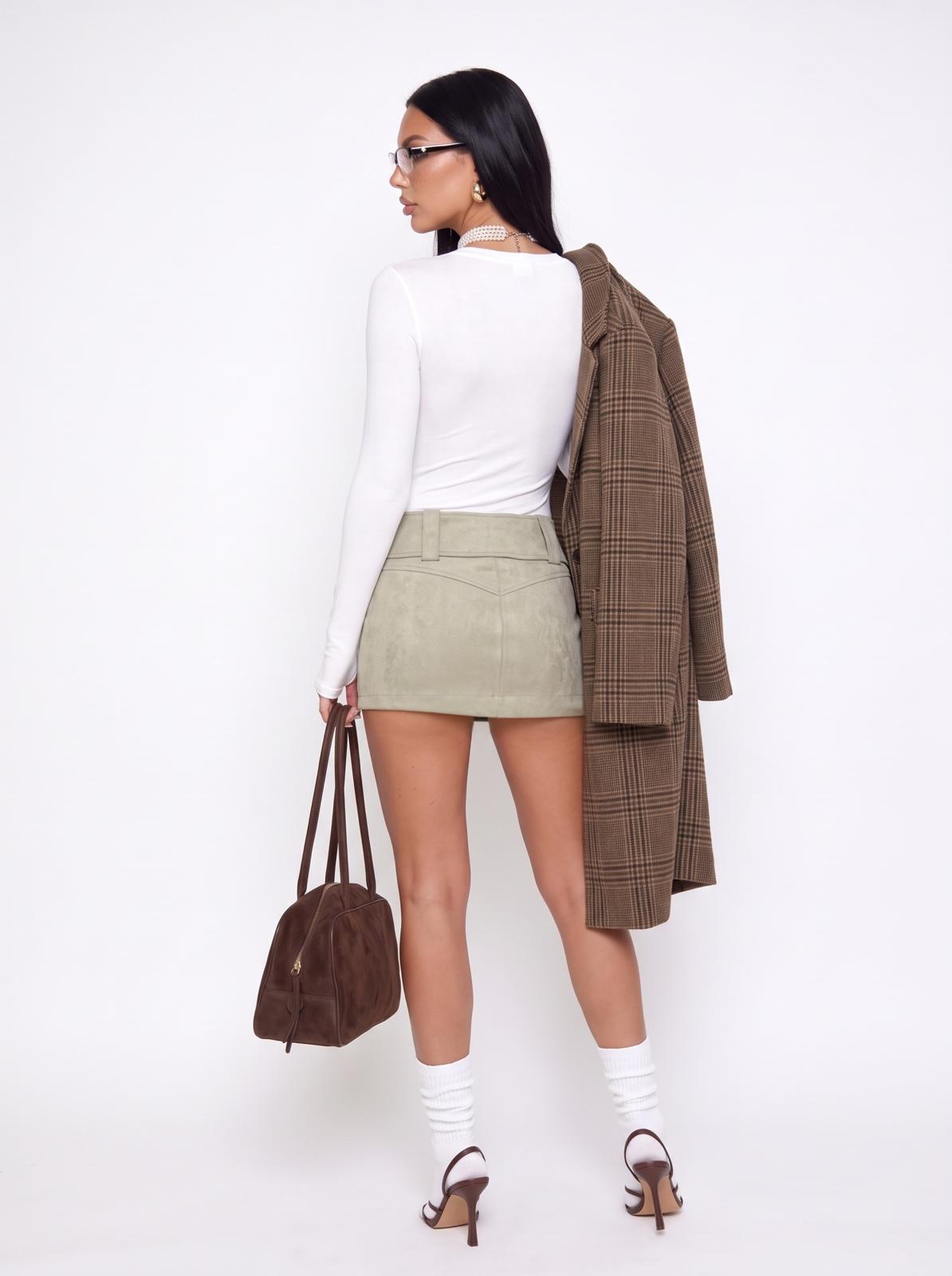 Gonna Leather Slit-Beige