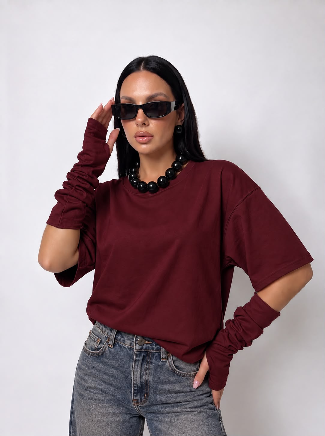 Camiseta Shoulder On - Marrón