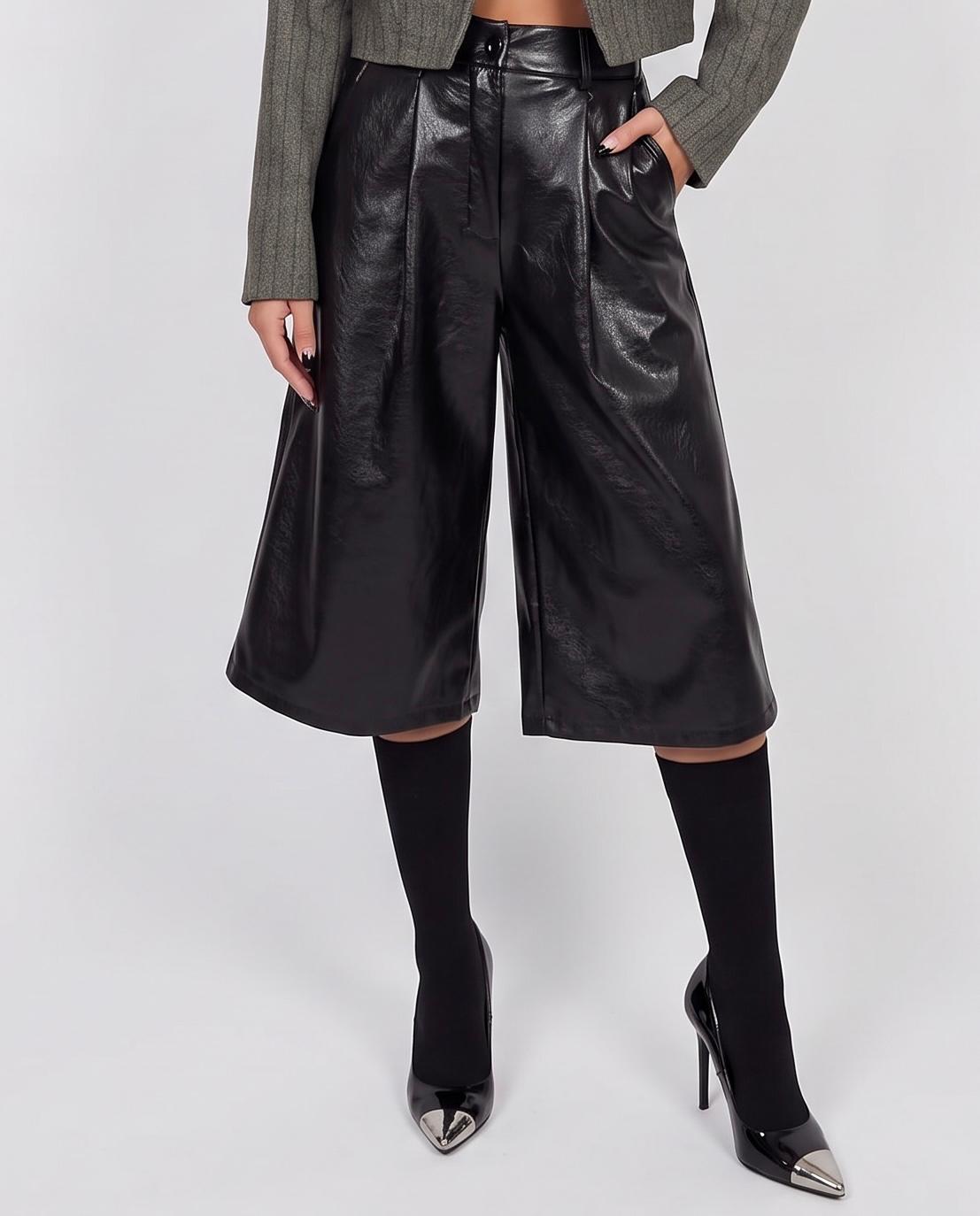 Bermudas de piel sintética - Negro
