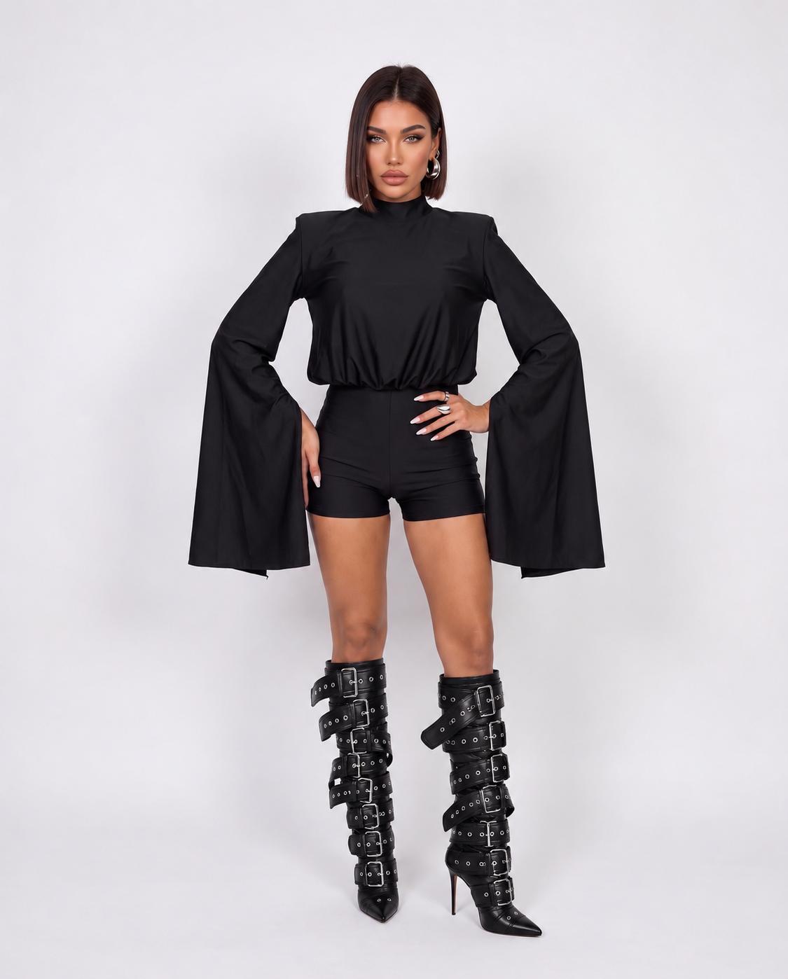 Jumpsuit Fluid Sleeve-Black
