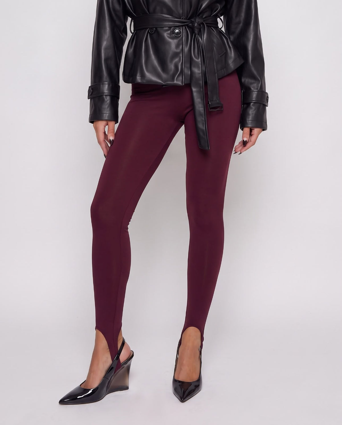 Leggings Foot Loop-Cherry Red
