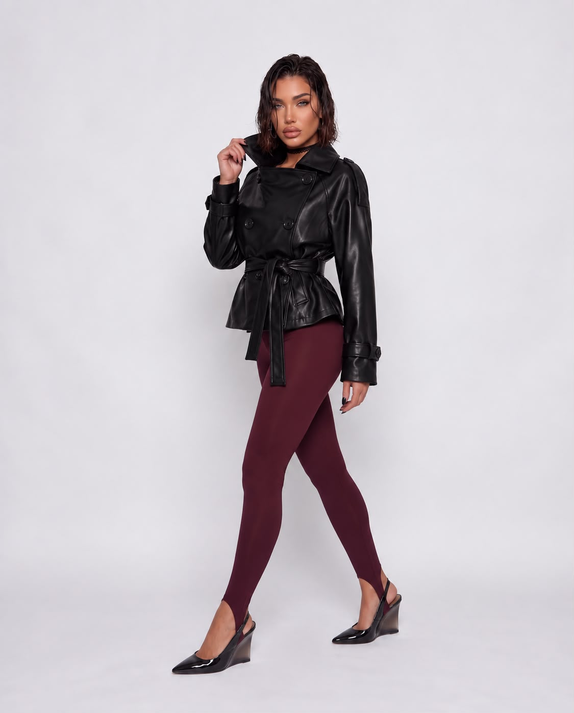 Leggings Foot Loop-Cherry Red