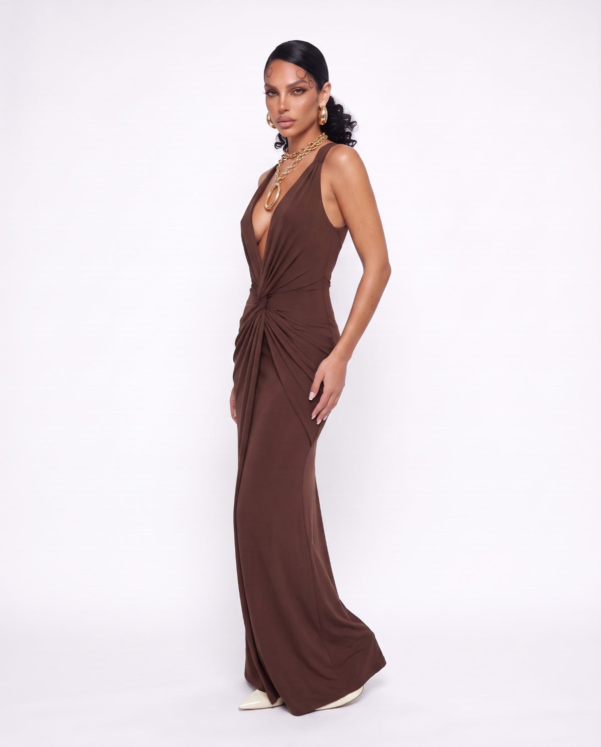 Abito V Long-Brown