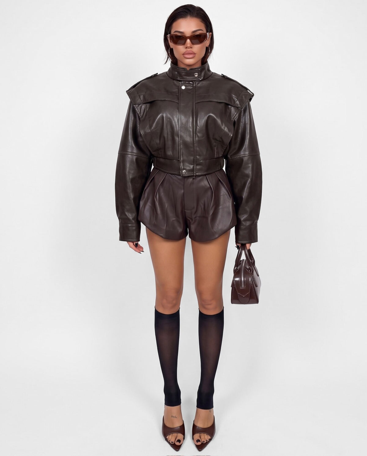Chaqueta Leather Crush-Marrón
