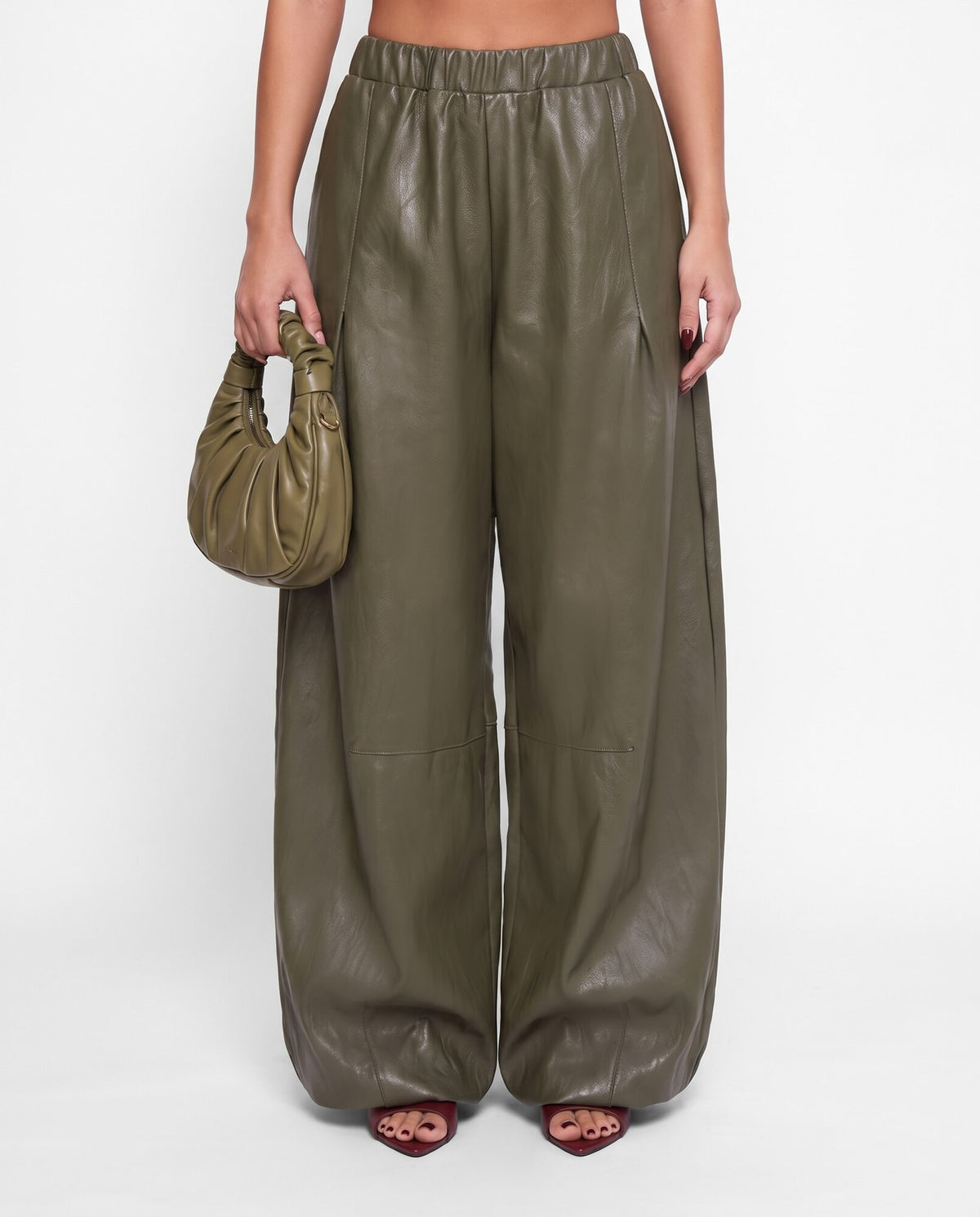 Pantalone Leather Sleek-Army Green
