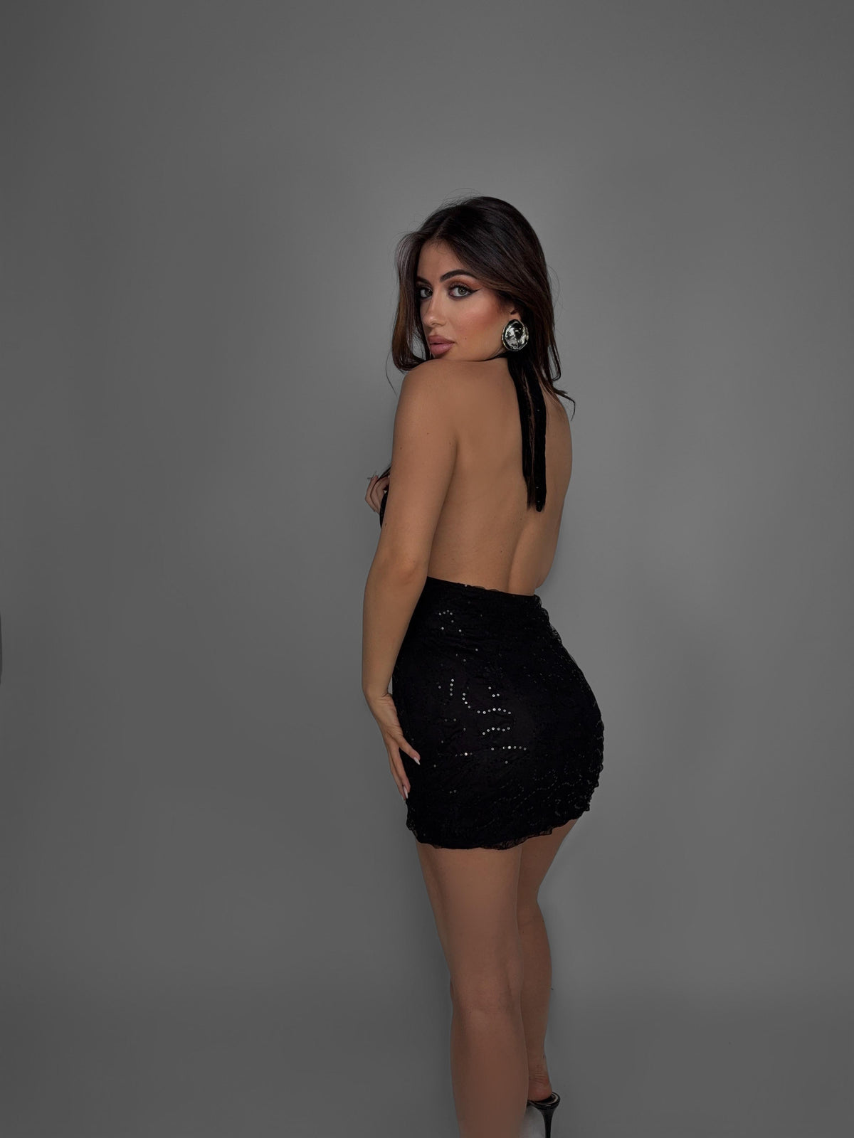 Soft Shimmer Dress-Black