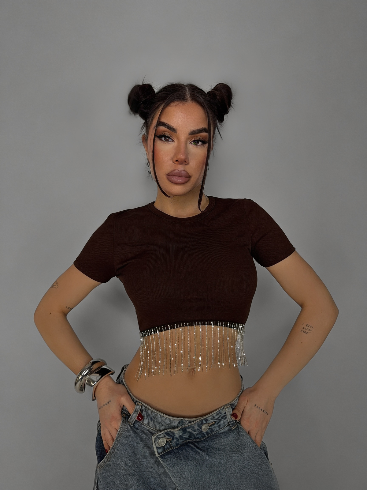 Top Fringe Glow-Brown