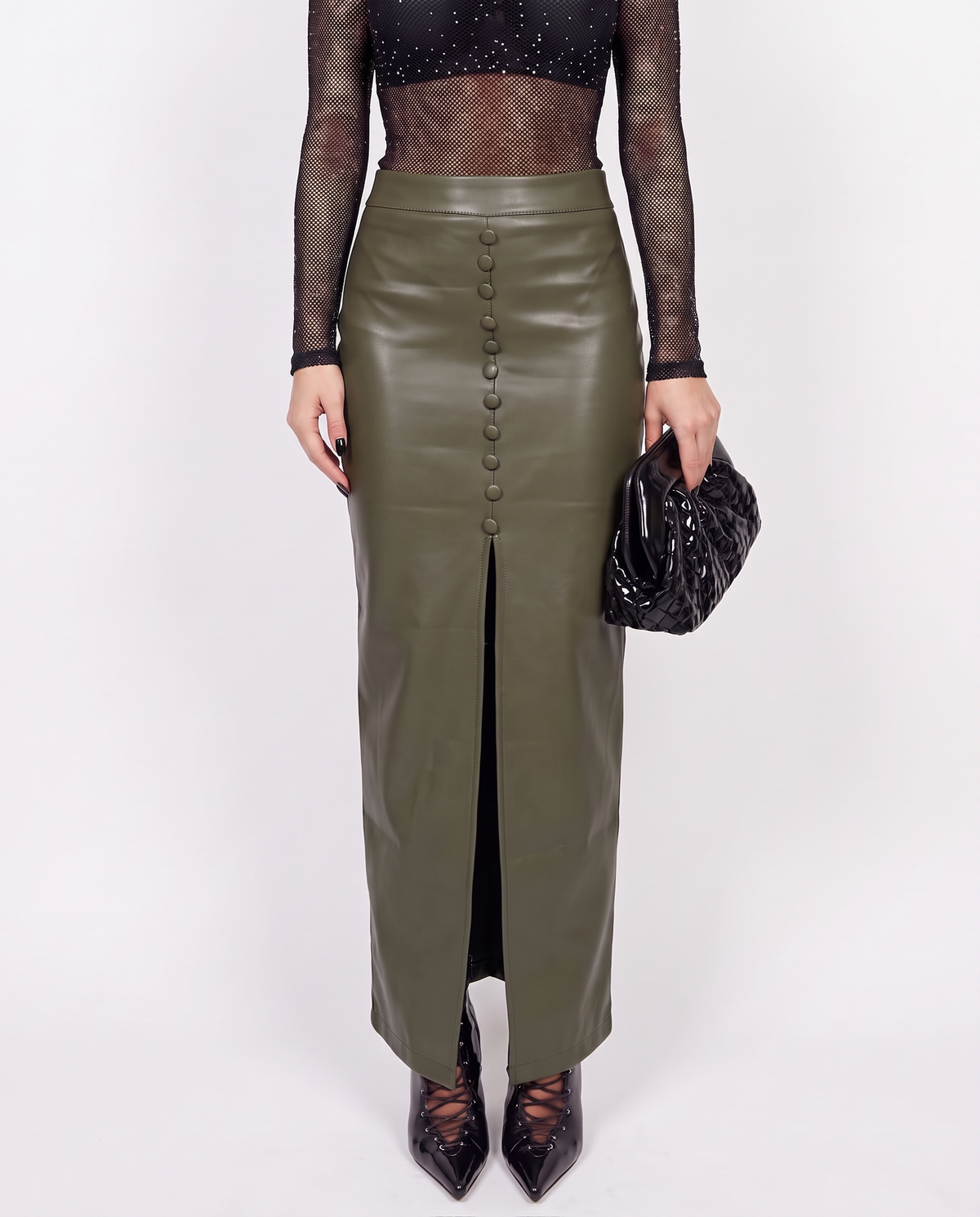 Gonna Button Leather-Green